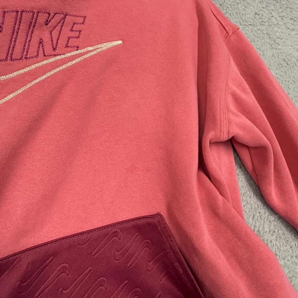Nike Hoodie Girls XL Pink Fleece Cropped Pullover Swoosh‎ Logo DM8888-622